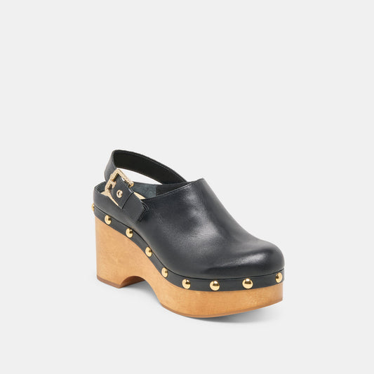 Dolce Vita SHOES Adelan Black Leather Clogs