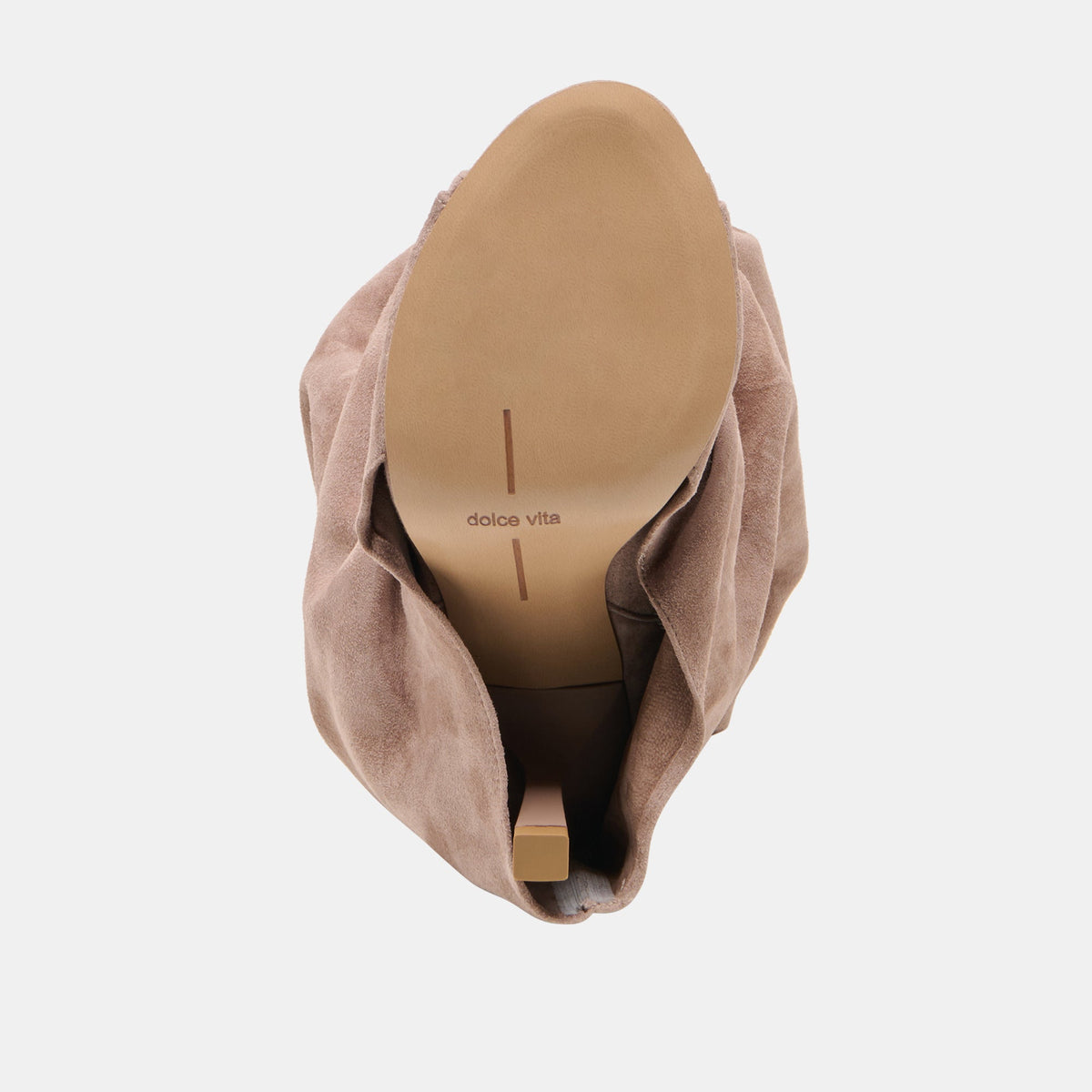 Dolce Vita SHOES CLYFF Taupe Suede Slouch Foldover Open-Toe Boots