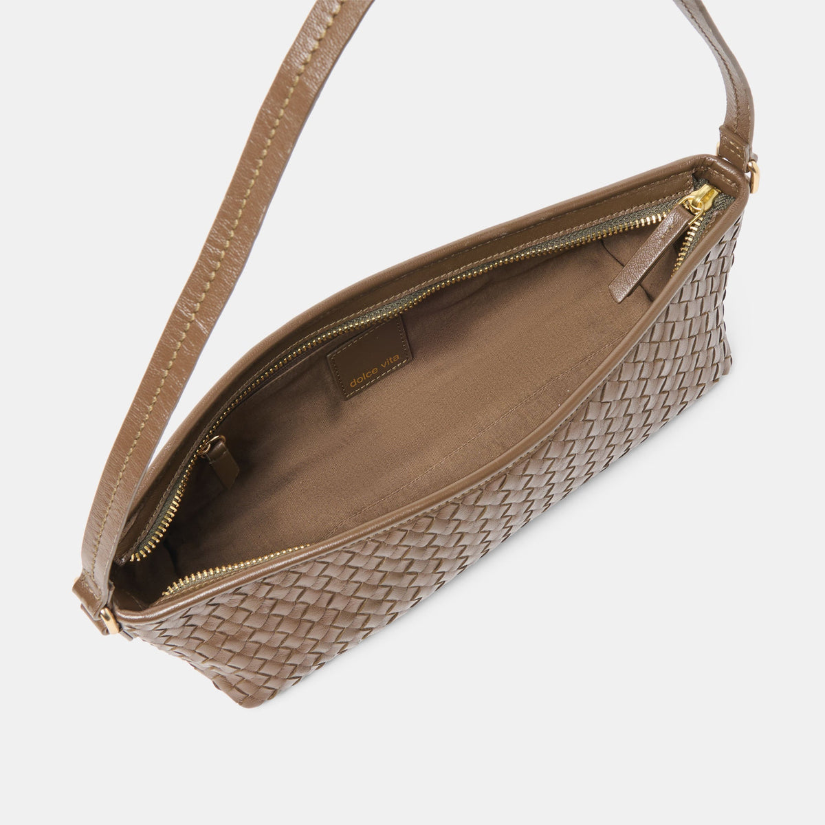 Dolce Vita HANDBAGS Savaii Brown Woven Leather Shoulder Bag