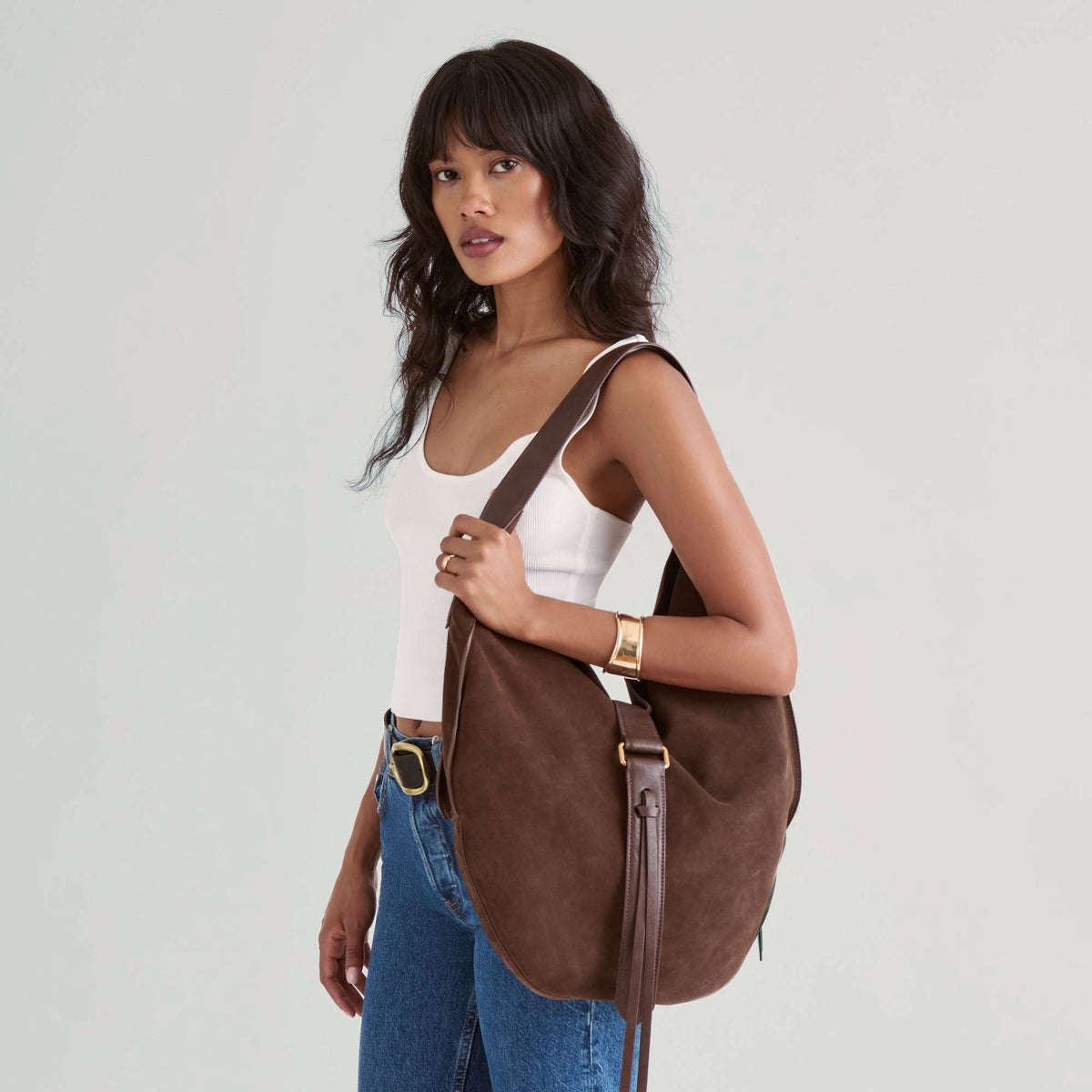 Dolce Vita HANDBAGS Oakley Chocolate Suede Tote