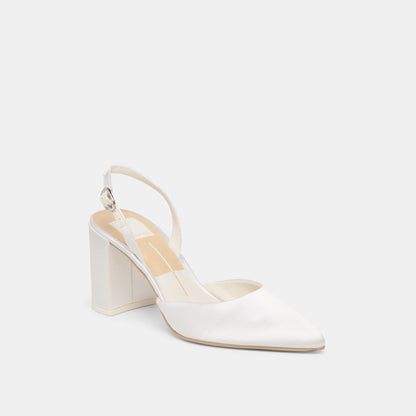 Dolce Vita SHOES Carel True White Satin High Heels