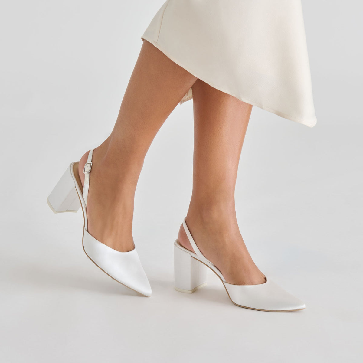 Dolce Vita SHOES Carel True White Satin High Heels