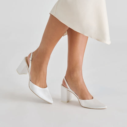 Dolce Vita SHOES Carel True White Satin High Heels