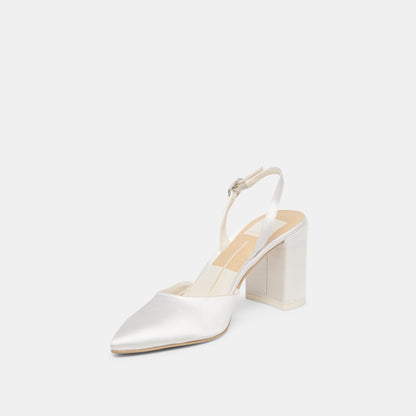 Dolce Vita SHOES Carel True White Satin High Heels
