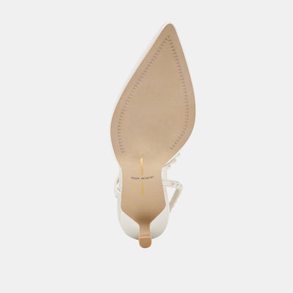 Dolce Vita SHOES Kamra Pearl True White Satin Mid Heels