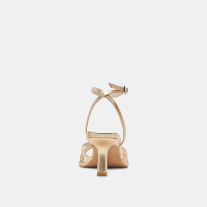 Dolce Vita SHOES Manji Light Gold Metallic Leather Heels