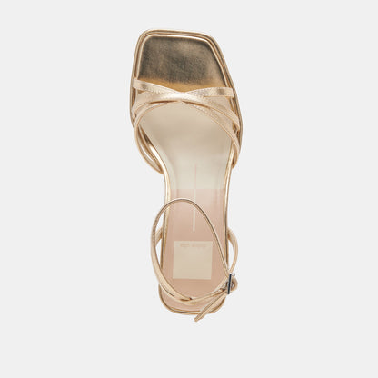 Dolce Vita SHOES Manji Light Gold Metallic Leather Heels