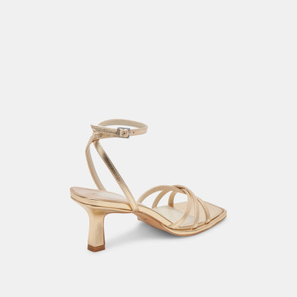 Dolce Vita SHOES Manji Light Gold Metallic Leather Heels