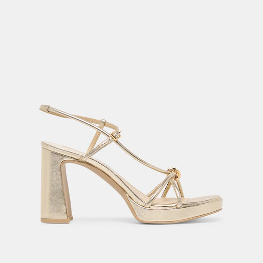 Dolce Vita SHOES Odete Gold Leather Heels
