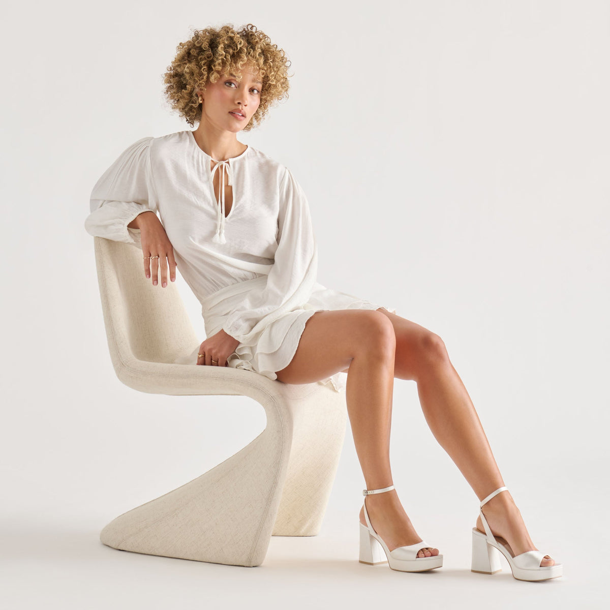 Dolce Vita SHOES Felica White Satin Heels