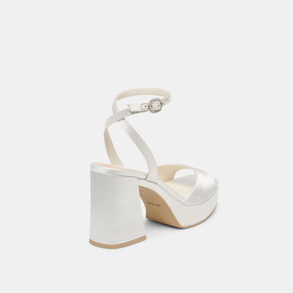 Dolce Vita SHOES Felica White Satin Heels