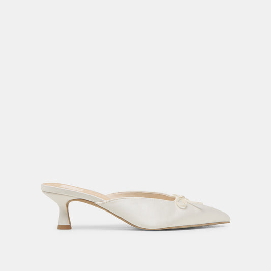 Dolce Vita SHOES Cleo Off White Satin Heels