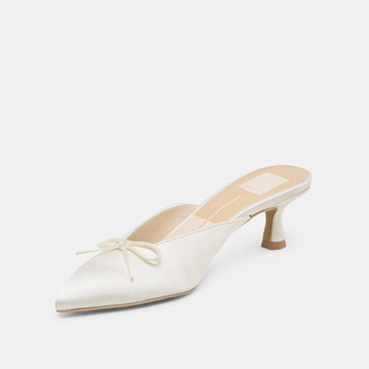 Dolce Vita SHOES Cleo Off White Satin Heels