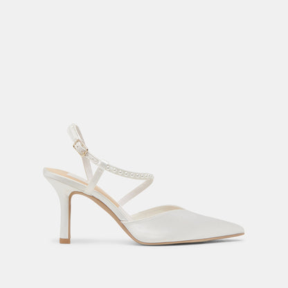 Dolce Vita SHOES KAMRA PEARL HEELS TRUE WHITE SATIN
 – Dolce Vita