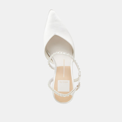 Dolce Vita SHOES KAMRA PEARL HEELS TRUE WHITE SATIN
 – Dolce Vita