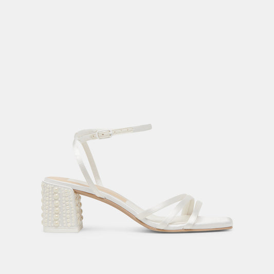 Dolce Vita SHOES YSABEL PEARL HEELS TRUE WHITE SATIN
 – Dolce Vita