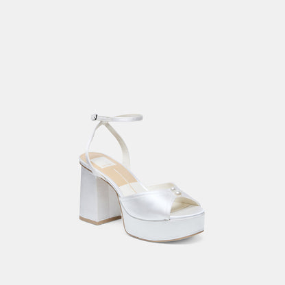 Dolce Vita SHOES Bryla White Satin Heels