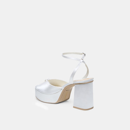 Dolce Vita SHOES Bryla White Satin Heels