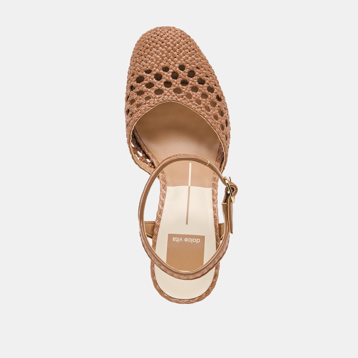 Dolce Vita SHOES Gero Mid Brown Woven Raffia Heels