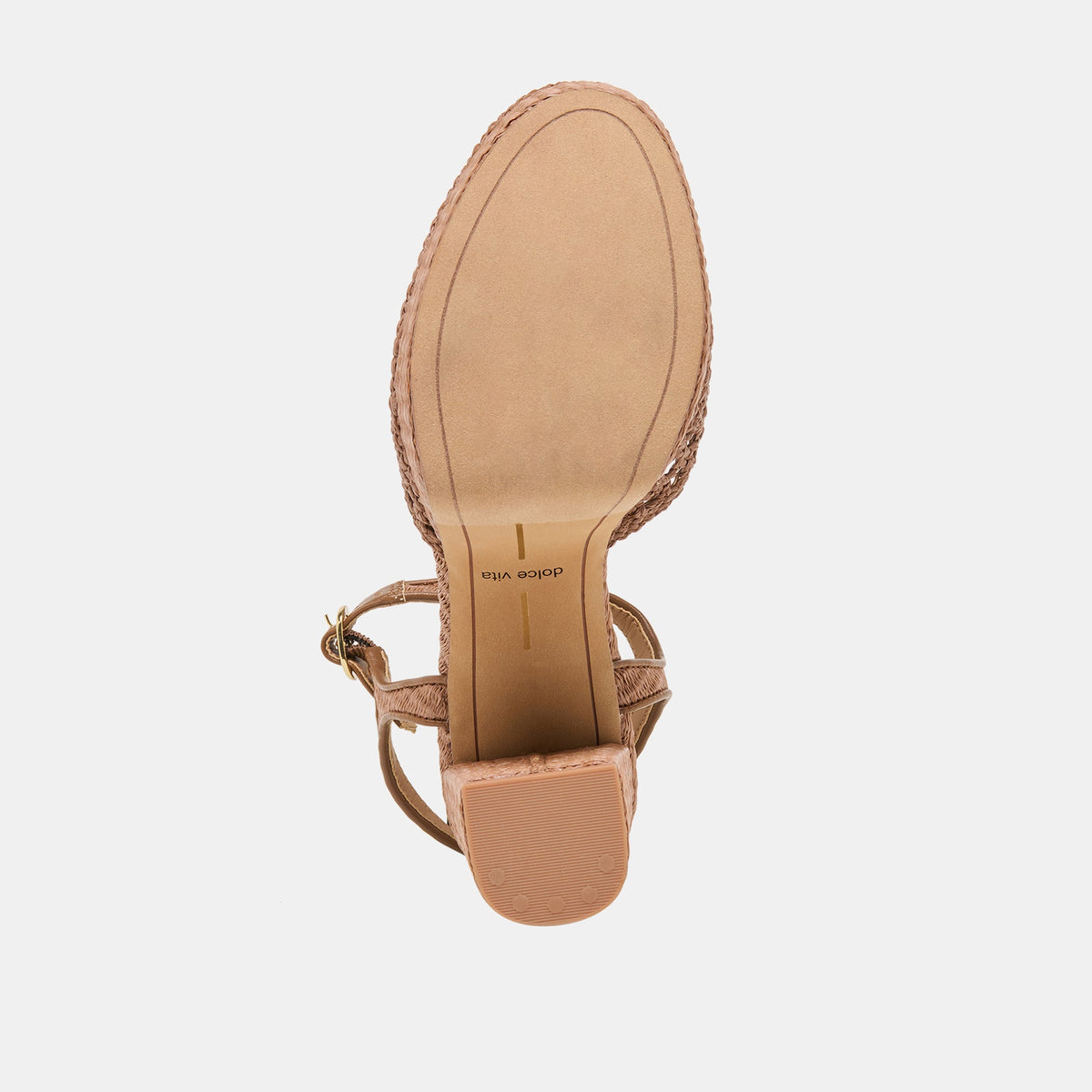 Dolce Vita SHOES Gero Mid Brown Woven Raffia Heels