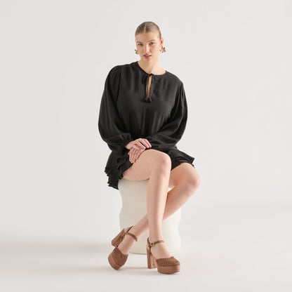 Dolce Vita SHOES Gero Mid Brown Woven Raffia Heels