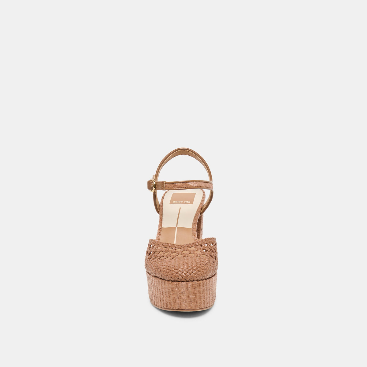 Dolce Vita SHOES Gero Mid Brown Woven Raffia Heels
