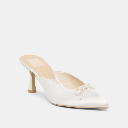 Dolce Vita SHOES Cleo High Off White Satin Heels