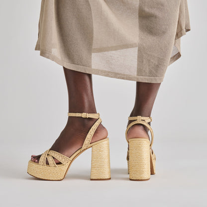 Dolce Vita SHOES Danila Lt Natural Cross Hatch Raffia Heels