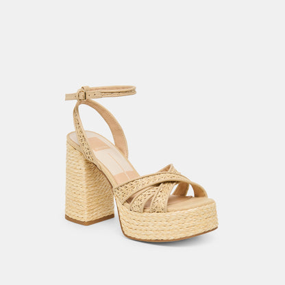 Dolce Vita SHOES Danila Lt Natural Cross Hatch Raffia Heels