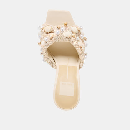 Dolce Vita SHOES Tylah Oatmeal Beaded Raffia Heels