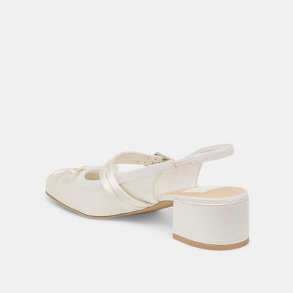 Dolce Vita SHOES Loris True White Satin Heels