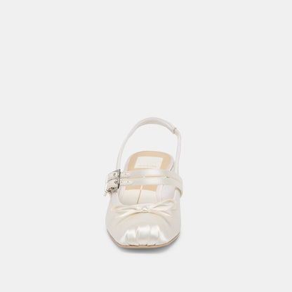 Dolce Vita SHOES Loris True White Satin Heels