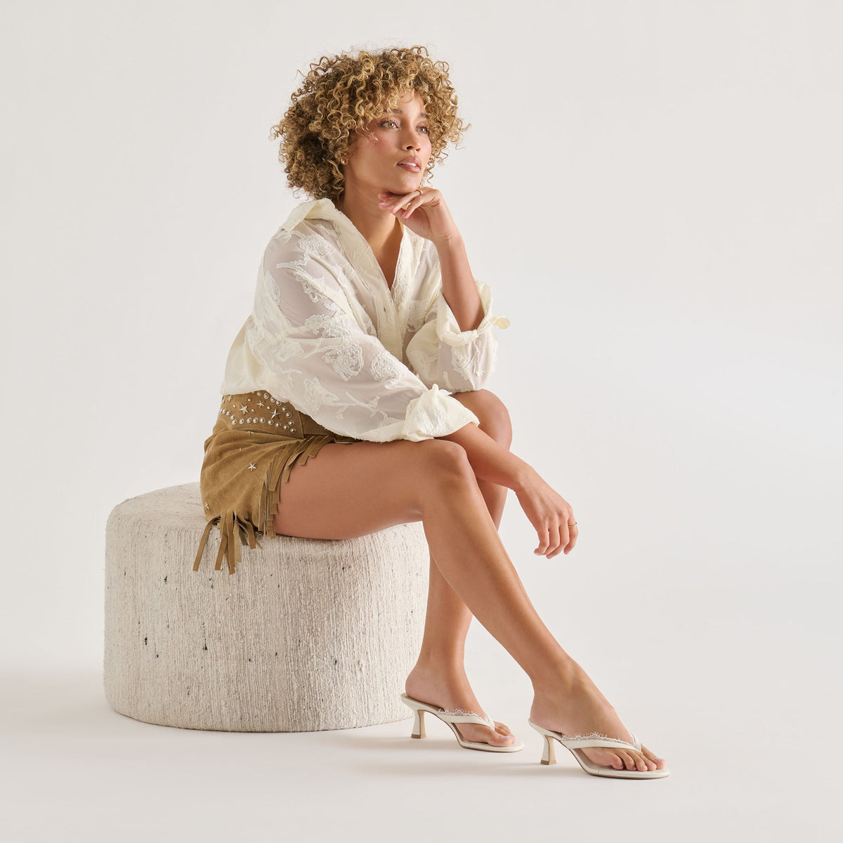 Dolce Vita SHOES Daksie Lace True White Leather Heels