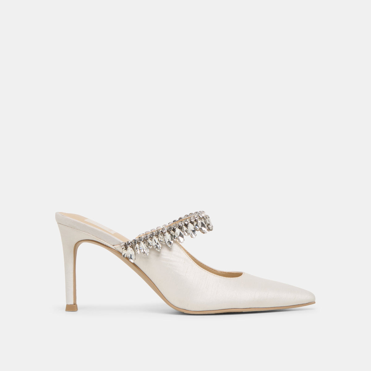 Dolce Vita SHOES Keli Crystal White Satin Heels