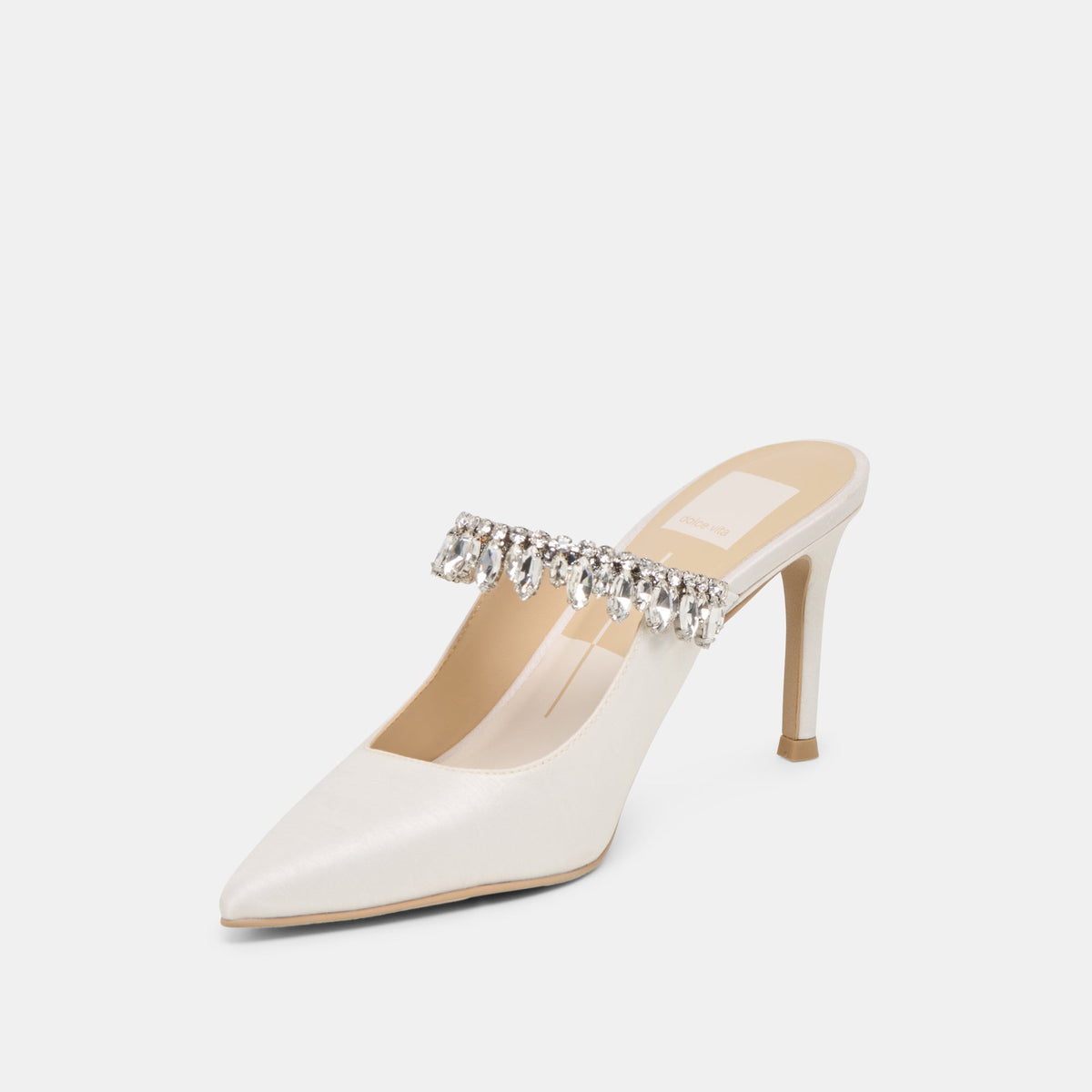 Dolce Vita SHOES Keli Crystal White Satin Heels