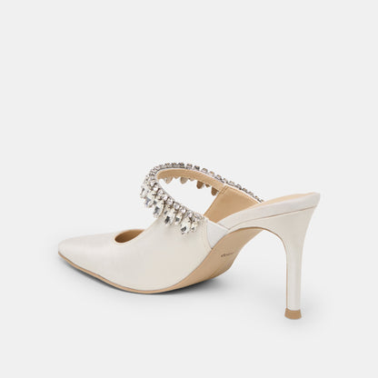 Dolce Vita SHOES Keli Crystal White Satin Heels