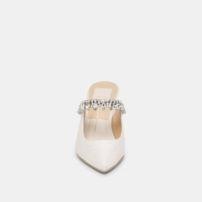 Dolce Vita SHOES Keli Crystal White Satin Heels