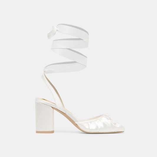 Dolce Vita SHOES Tisha True White Satin Heels