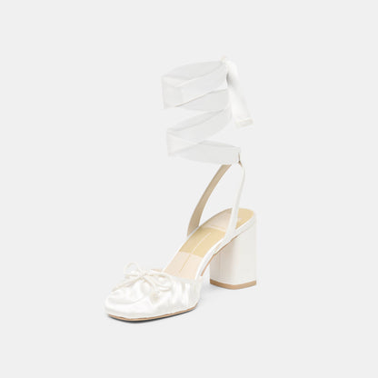 Dolce Vita SHOES Tisha True White Satin Heels