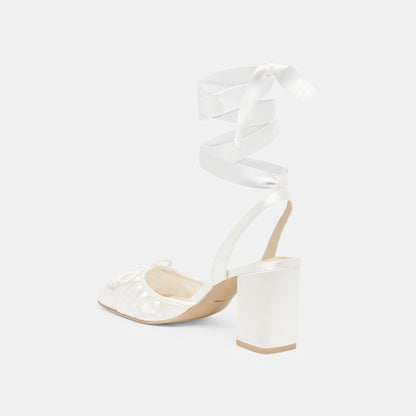 Dolce Vita SHOES Tisha True White Satin Heels