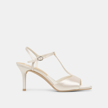 Dolce Vita SHOES Hilery Off White Satin Heels