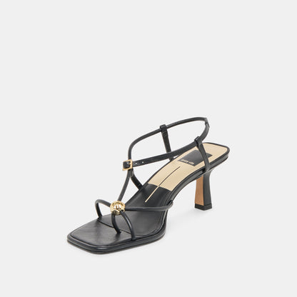 Dolce Vita SHOES Manji Wide Black Leather Heels