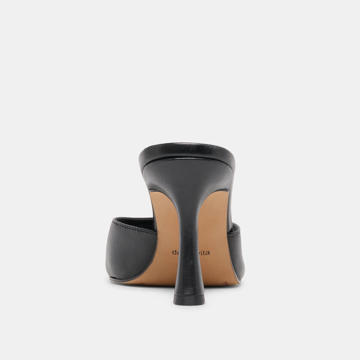 Dolce Vita SHOES ROSHA Black Leather Open-Toe Mule Heels