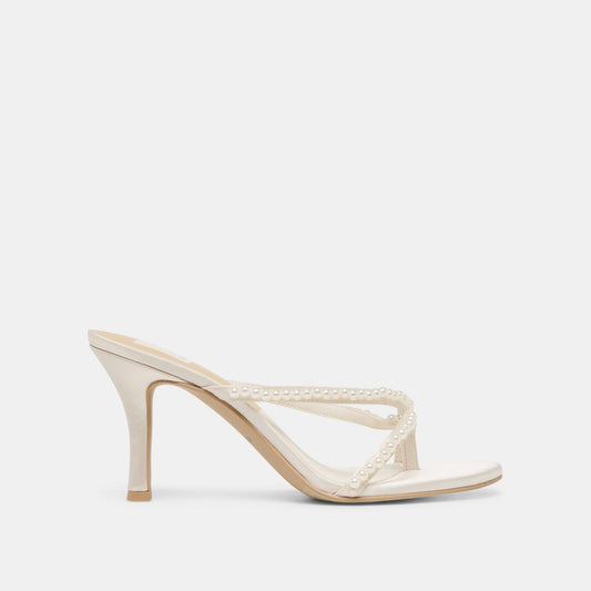Dolce Vita SHOES Liano Pearl Off White Satin Heels