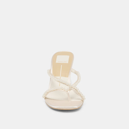 Dolce Vita SHOES Liano Pearl Off White Satin Heels