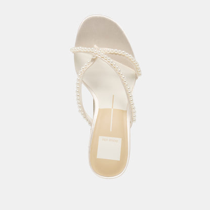 Dolce Vita SHOES Liano Pearl Off White Satin Heels