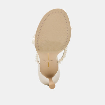 Dolce Vita SHOES Liano Pearl Off White Satin Heels