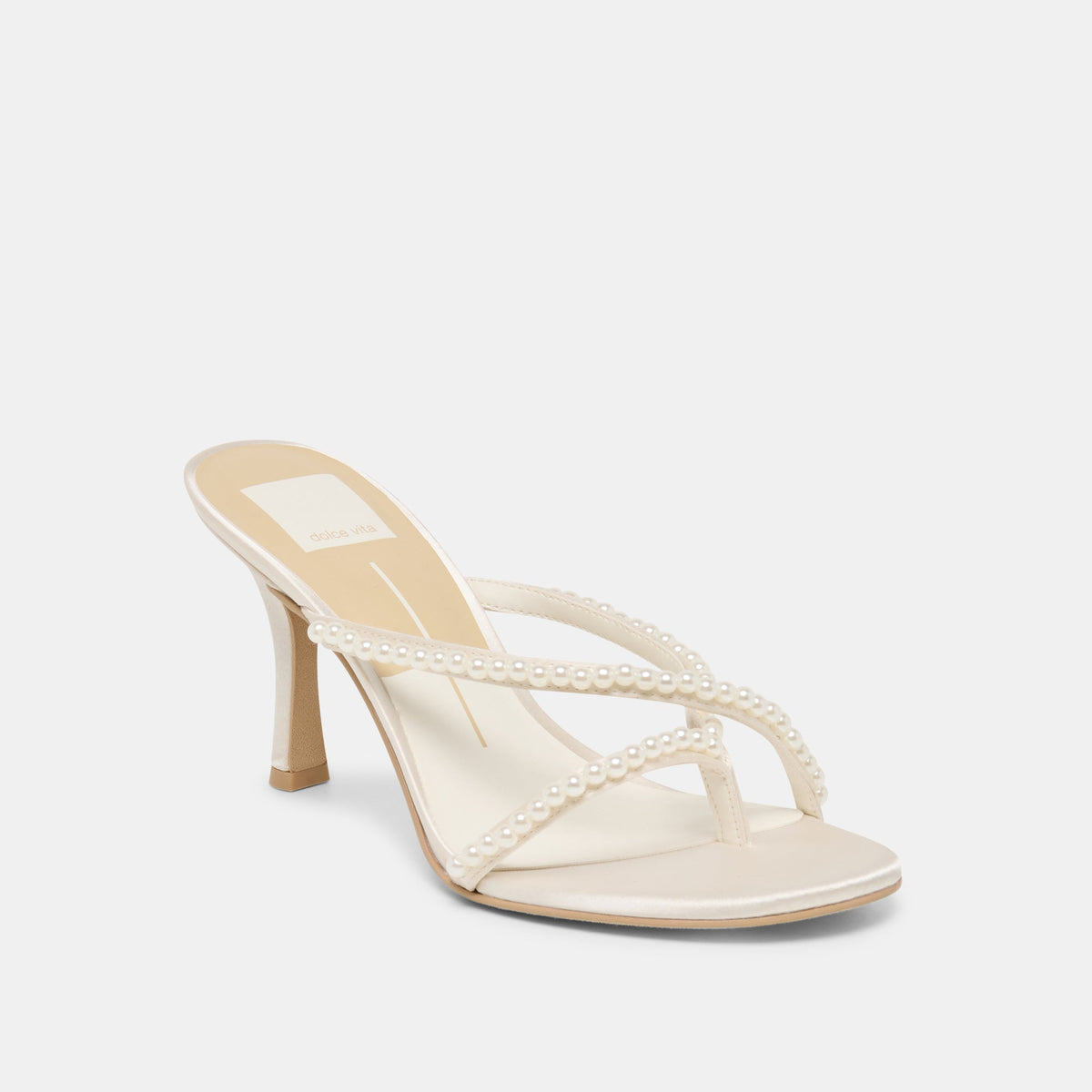 Dolce Vita SHOES Liano Pearl Off White Satin Heels