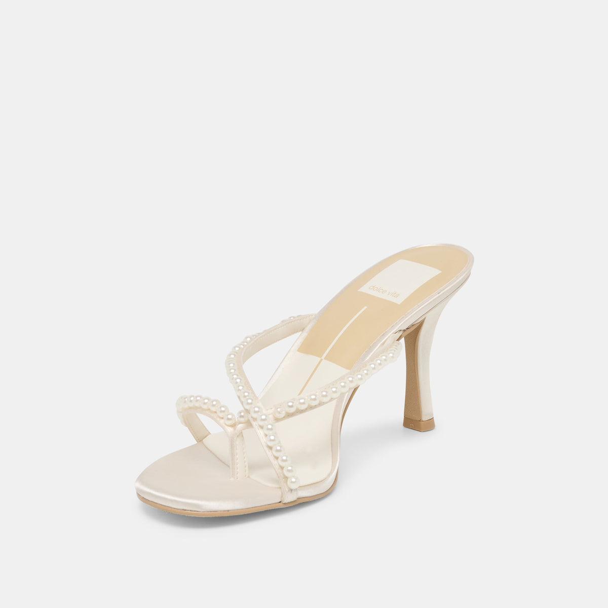 Dolce Vita SHOES Liano Pearl Off White Satin Heels