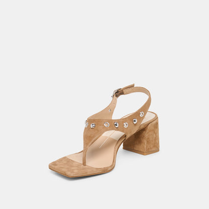 Dolce Vita SHOES Yves Stud Lt Brown Suede Heels